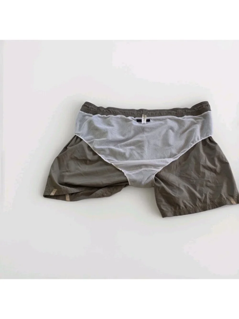 Nero Perla La Perla Swim Trunks Shorts Men XXL Olive Tan Mesh Lined Italy FLAW